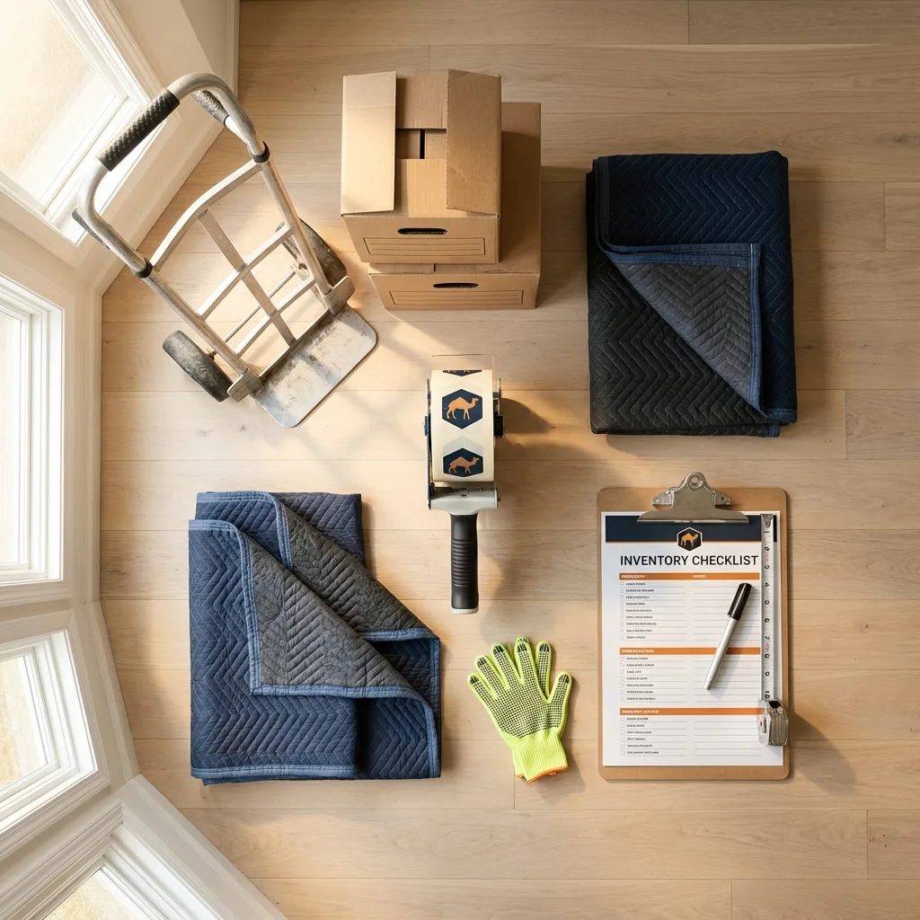 Professional moving supplies and packing materials layout for Churchville residential relocations